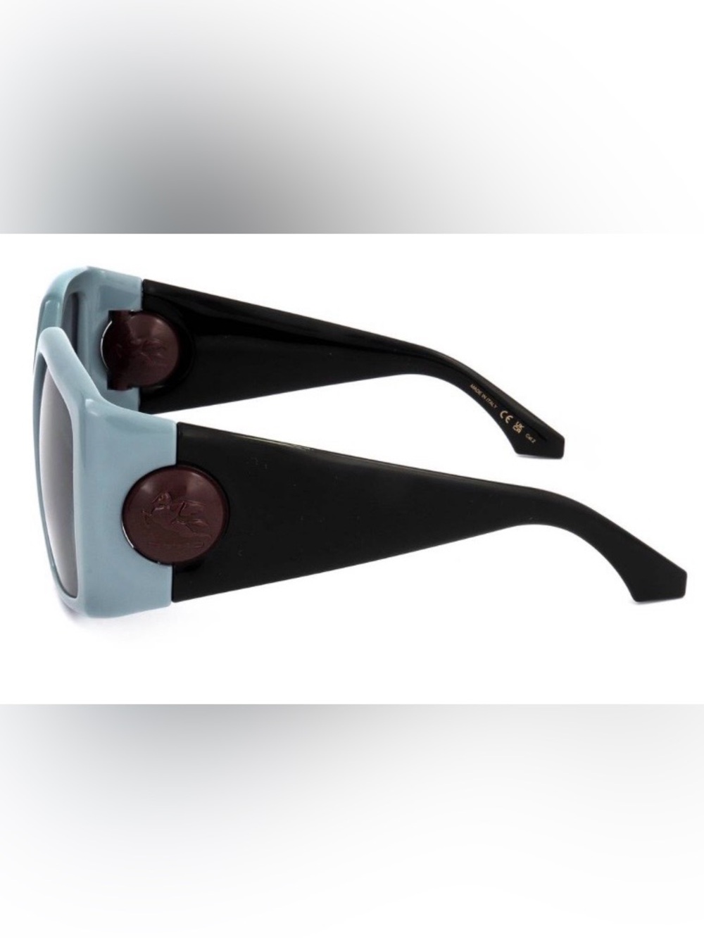 Etro Oversized Square Sunglasses in Light Blue & Black with Dark Gray Lenses - Picture 6 of 7